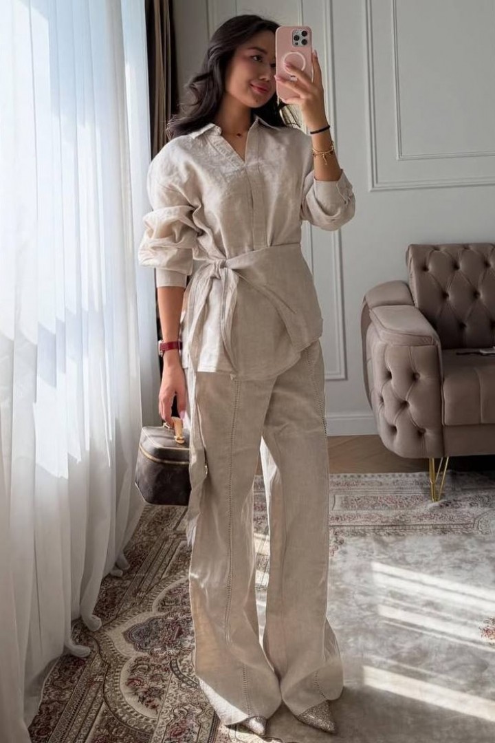 Брючный льняной костюм LOU-1541A1100