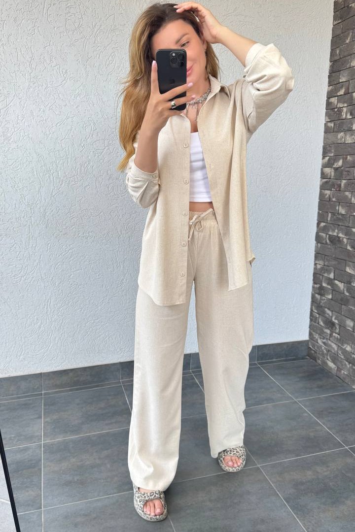 Льняной костюм рубашка и брюки KG-916A700