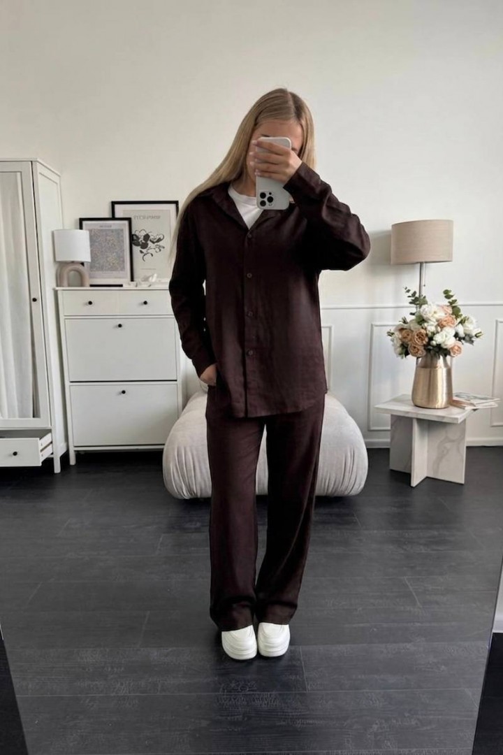 Льняной костюм рубашка и брюки KG-916A700