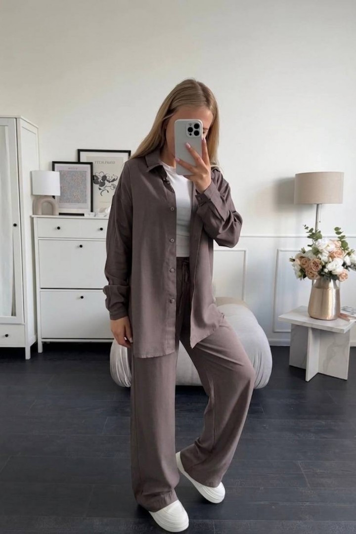 Льняной костюм рубашка и брюки KG-916A700