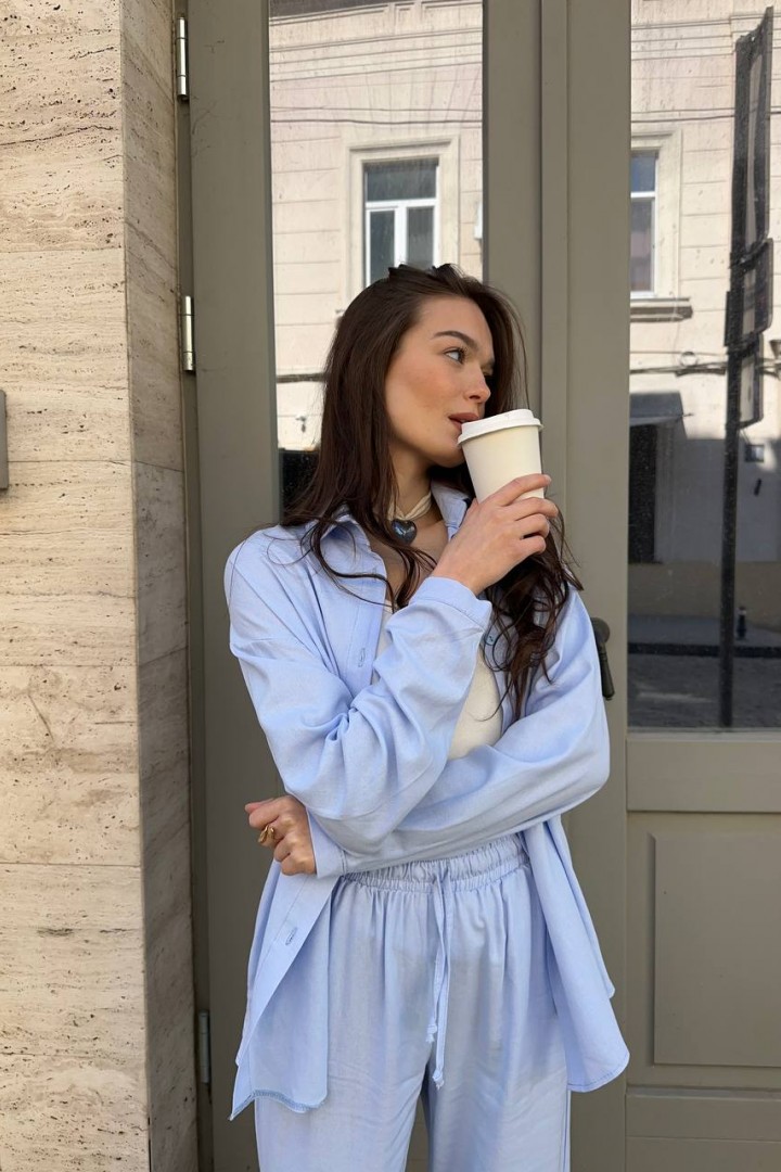 Льняной костюм рубашка и брюки KG-916A700