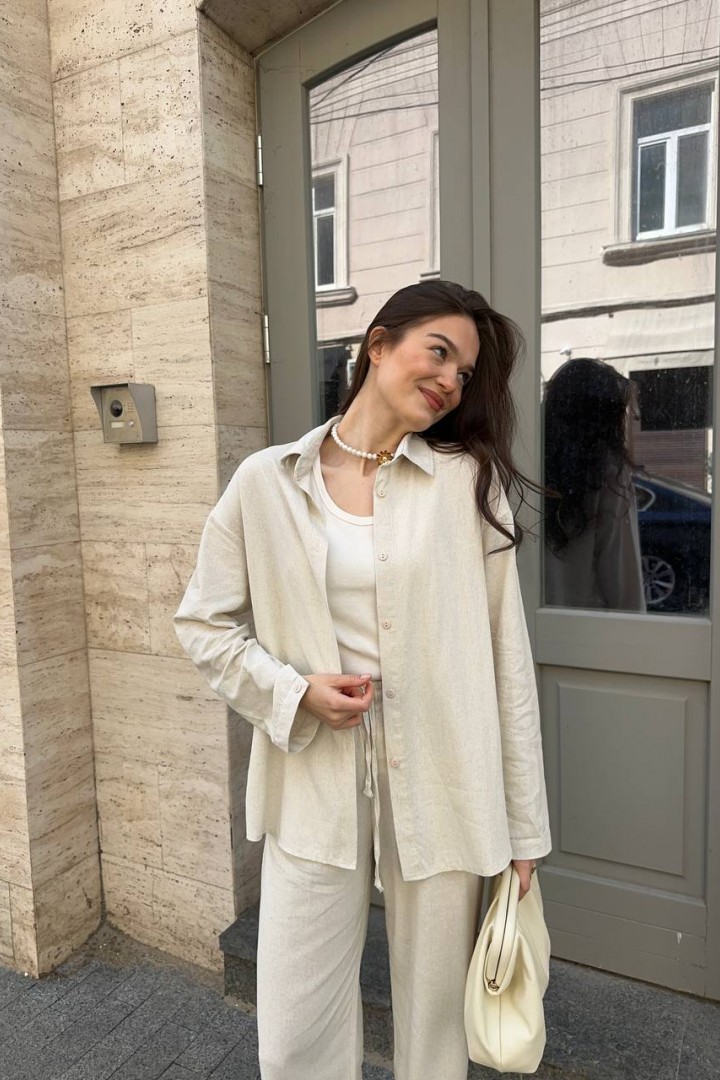 Льняной костюм рубашка и брюки KG-916A700