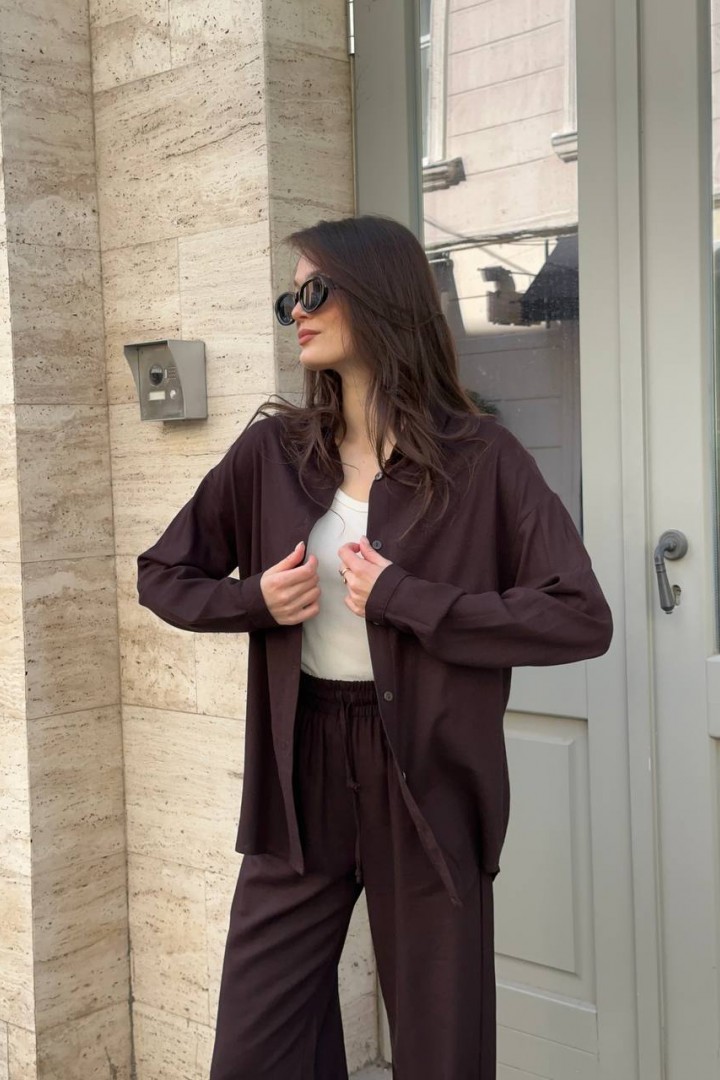 Льняной костюм рубашка и брюки KG-916A700