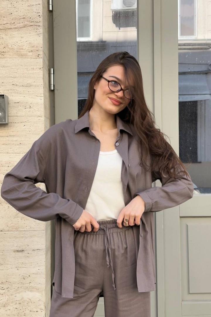 Льняной костюм рубашка и брюки KG-916A700