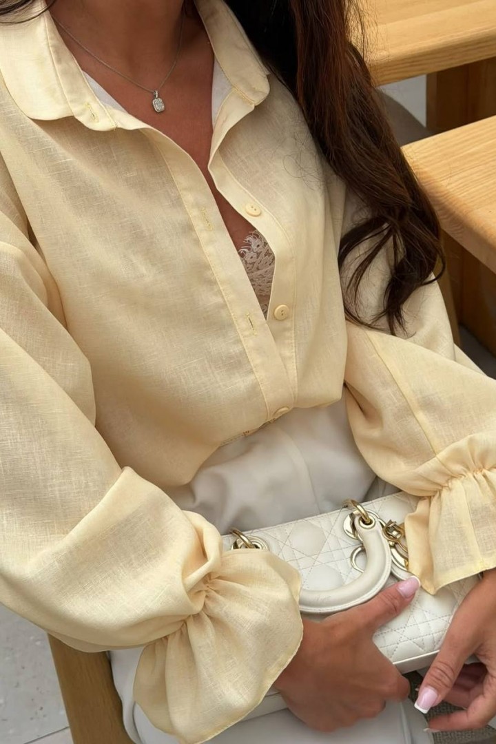 Льняная однотонная рубашка JOM-8021A550