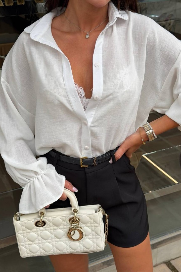 Льняная однотонная рубашка JOM-8021A550