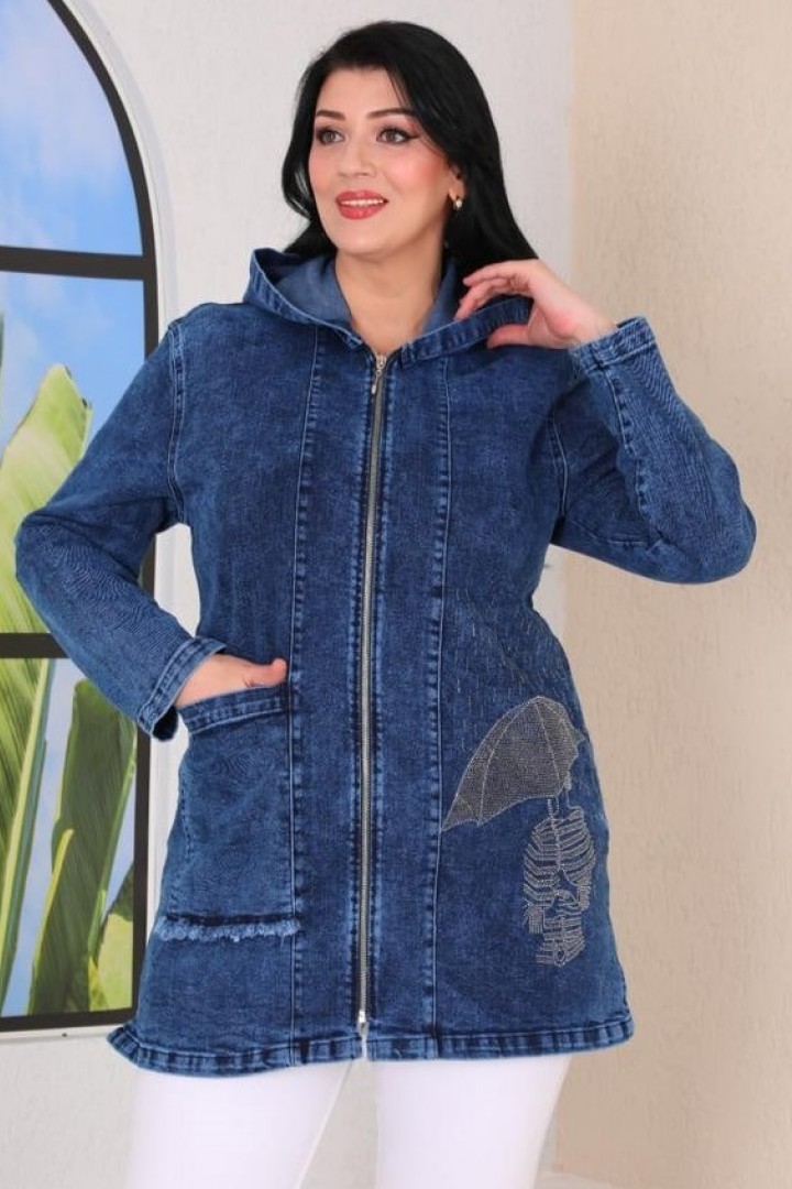 Джинсовая куртка с капюшоном женская OYO-1041.495A1600