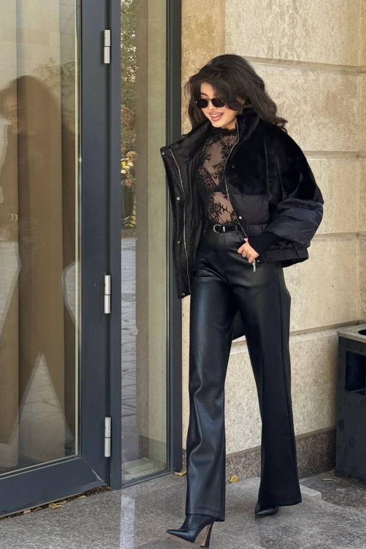 Шкіряні штани на флісі DMP-A7267A300B340