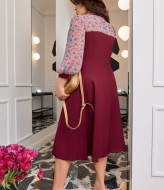 Комбинированное платье для полных BAB-486A590