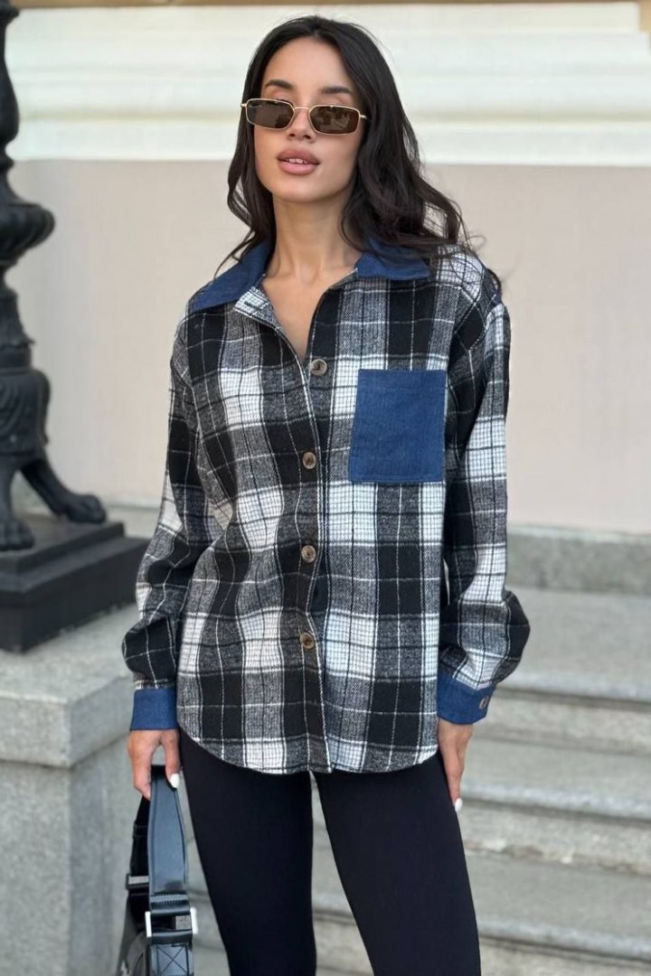 Сорочка з джинсовими вставками MIK-1640A480