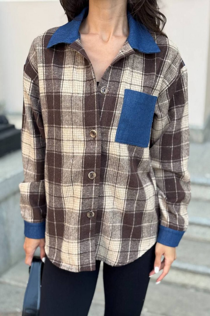 Сорочка з джинсовими вставками MIK-1640A480