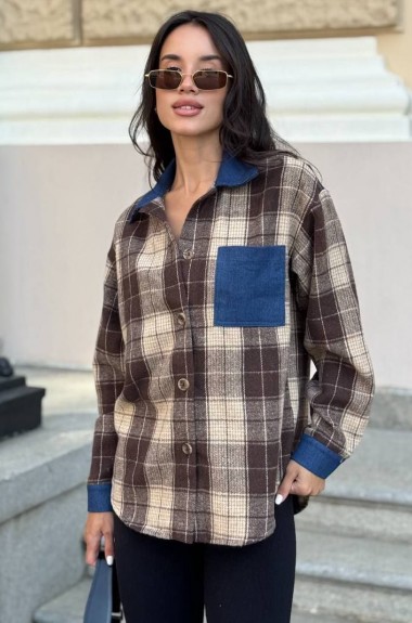 Рубашка с джинсовыми вставками MIK-1640A480