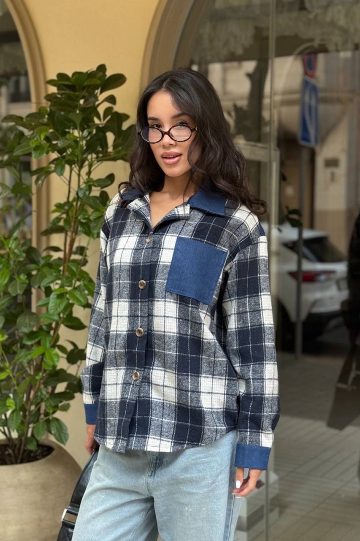 Сорочка з джинсовими вставками MIK-1640A480