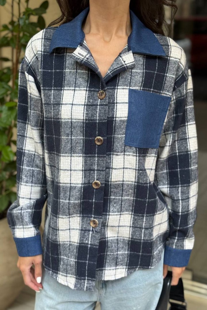 Сорочка з джинсовими вставками MIK-1640A480