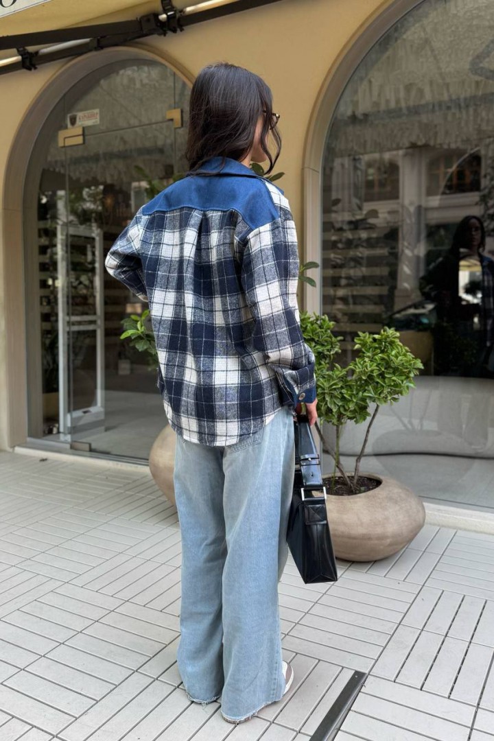 Сорочка з джинсовими вставками MIK-1640A480