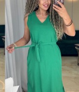 Приталенное платье с поясом SABI-180426.2A350