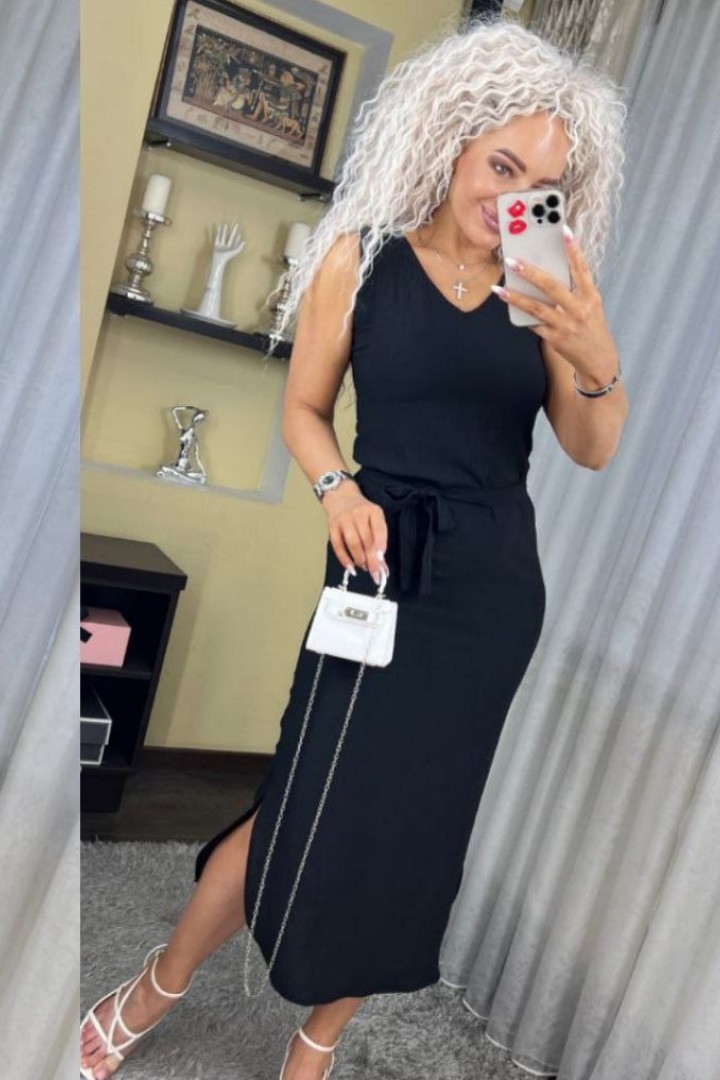 Приталенное платье с поясом SABI-180426.2A350