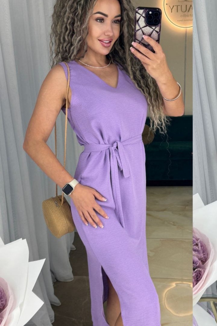 Приталенное платье с поясом SABI-180426.2A350