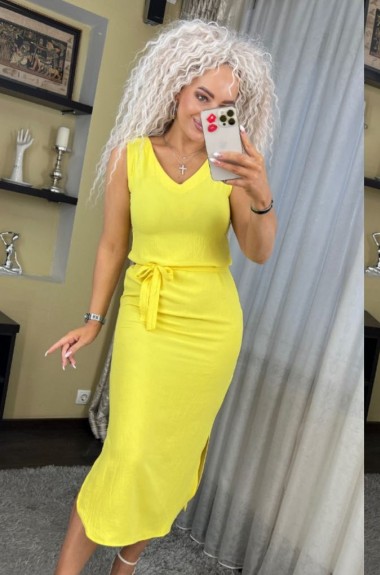 Приталенное платье с поясом SABI-180426.2A350