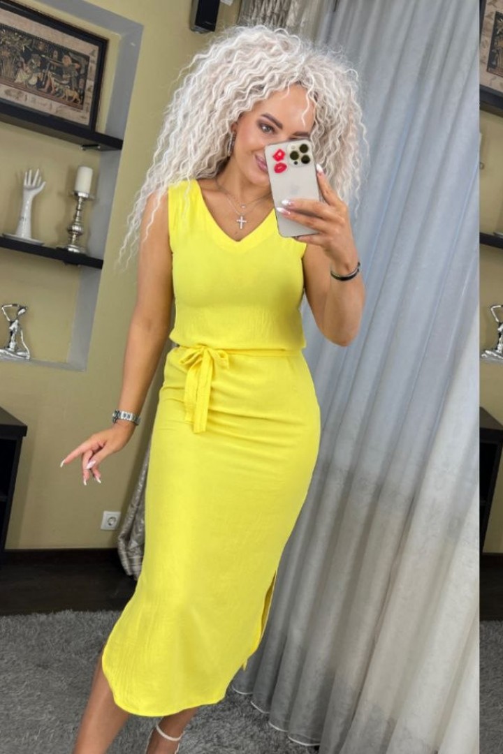 Приталенное платье с поясом SABI-180426.2A350