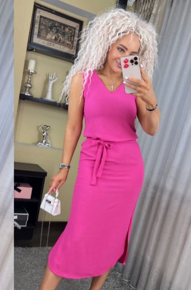 Приталенное платье с поясом SABI-180426.2A350