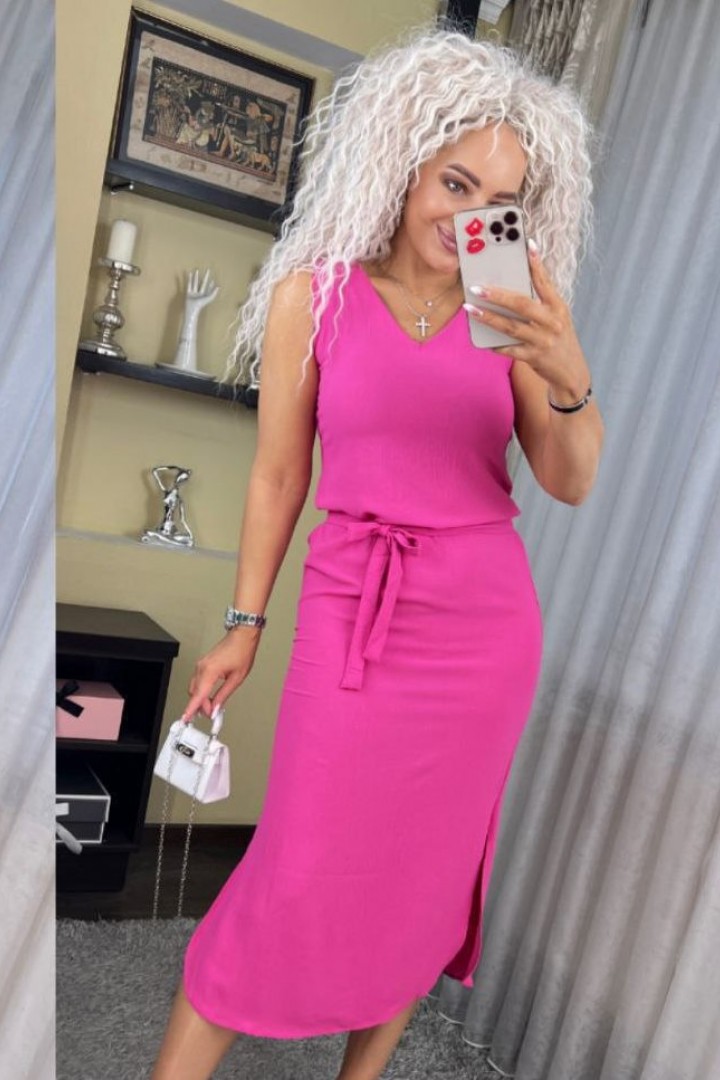 Приталенное платье с поясом SABI-180426.2A350