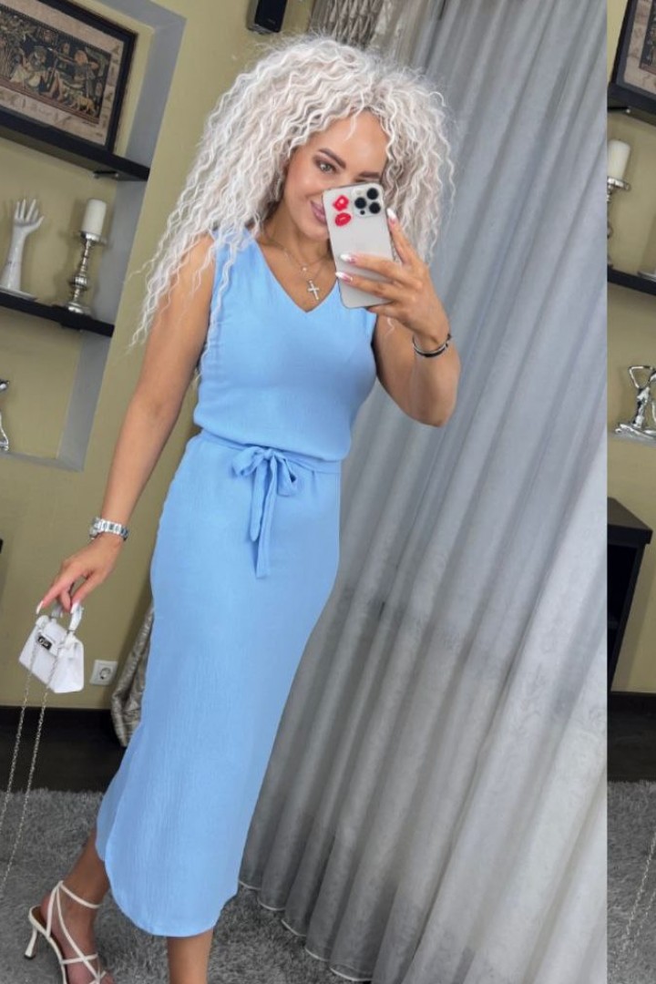 Приталенное платье с поясом SABI-180426.2A350