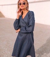 Платье в горошек с длинным рукавом  SD-232A350