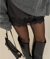 Шовкова спідниця з мереживом VOL-721A400