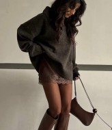 Шовкова спідниця з мереживом VOL-721A400