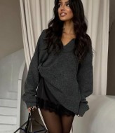 Шовкова спідниця з мереживом VOL-721A400