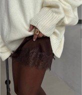 Шовкова спідниця з мереживом VOL-721A400