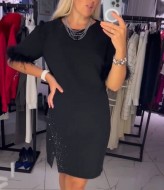 Черное платье с перьями LOU-1315A950