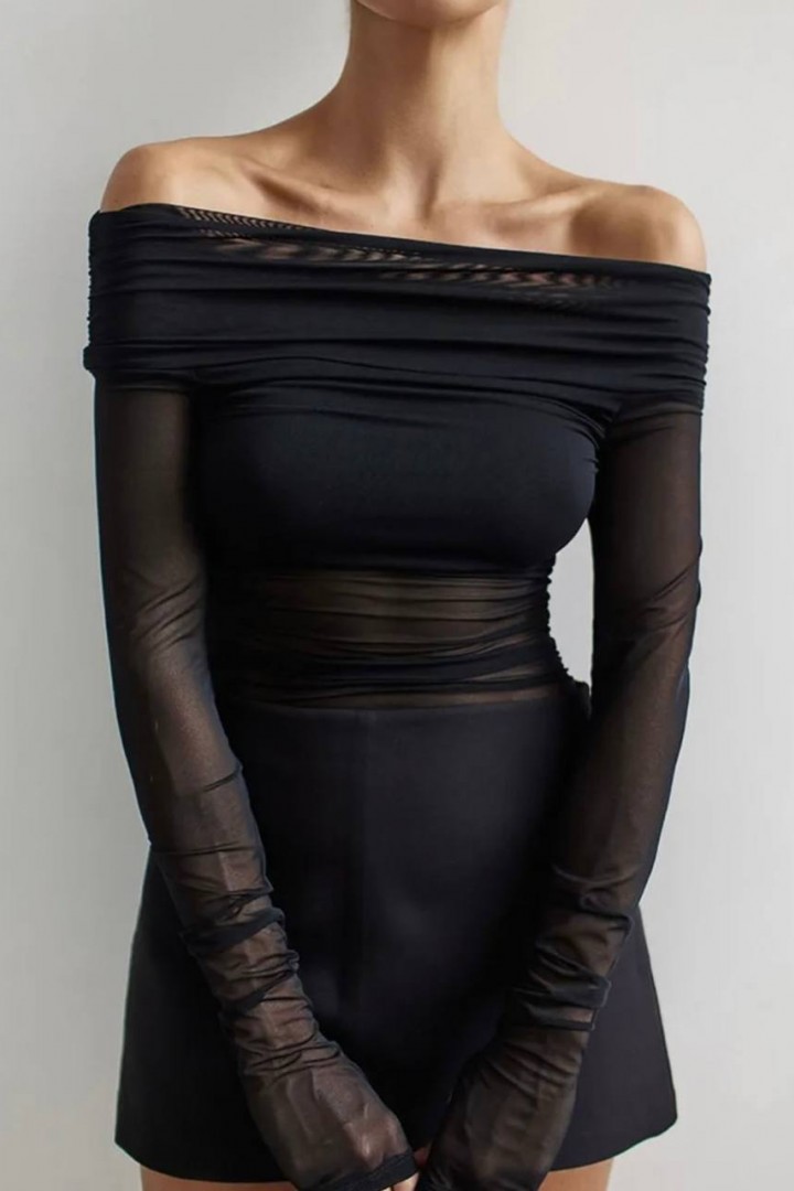 Боди сетка с длинными рукавами LOU-1266A390