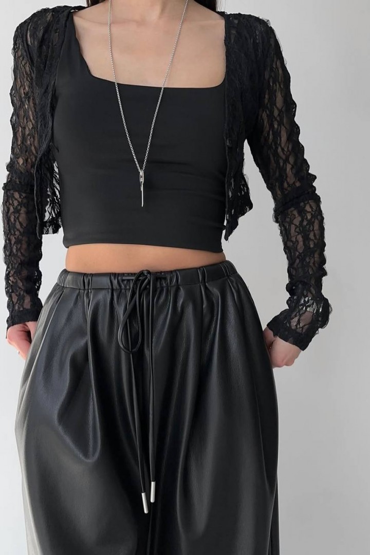 Кожаные объемные штаны DMP-A7240A350