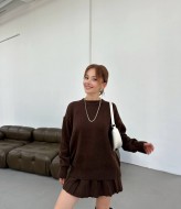 Вʼязаний костюм светр оверсайз і спідниця ELZ-5157A800