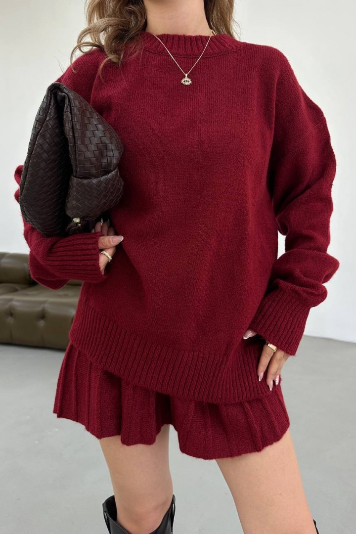 Вʼязаний костюм светр оверсайз і спідниця ELZ-5157A800