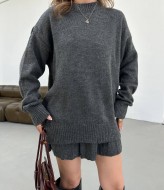 Вʼязаний костюм светр оверсайз і спідниця ELZ-5157A800