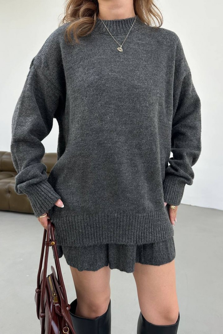 Вʼязаний костюм светр оверсайз і спідниця ELZ-5157A800