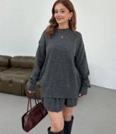 Вʼязаний костюм светр оверсайз і спідниця ELZ-5157A800