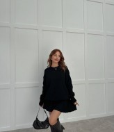 Вʼязаний костюм светр оверсайз і спідниця ELZ-5157A800