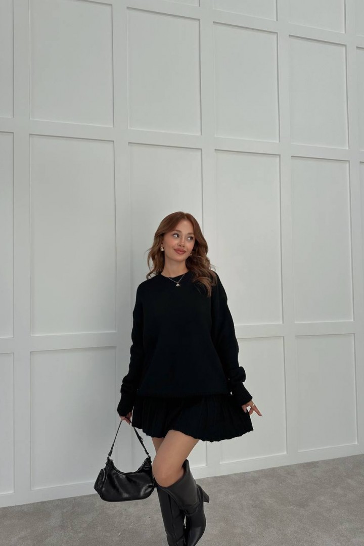 Вʼязаний костюм светр оверсайз і спідниця ELZ-5157A800