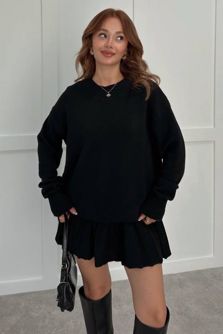 Вʼязаний костюм светр оверсайз і спідниця ELZ-5157A800