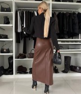 Длинная кожаная юбка  EST-5699A390