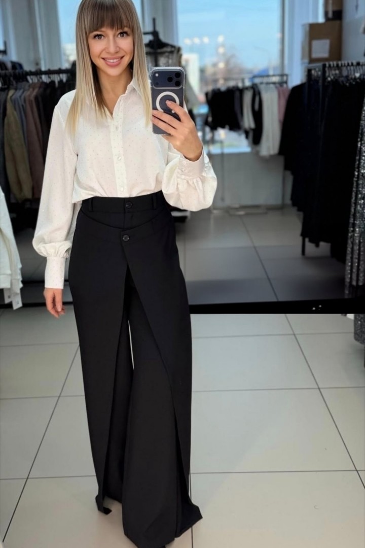 Широкі брюки з асиметричною планкою KC-0516A500