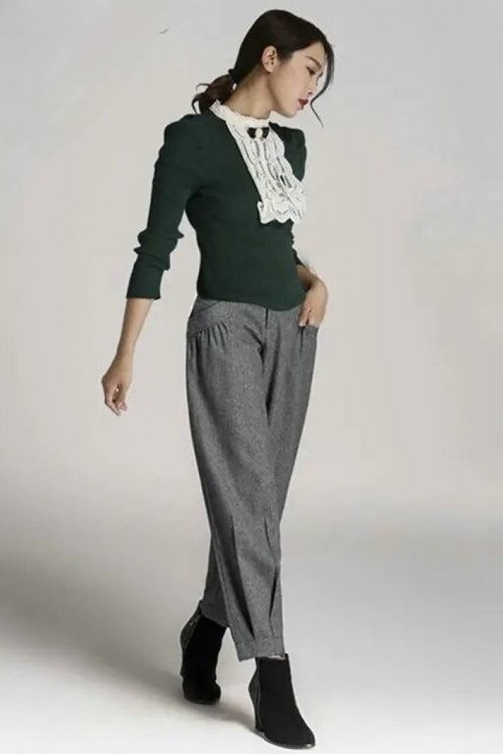 Широкие шерстяные штаны KC-0424A490