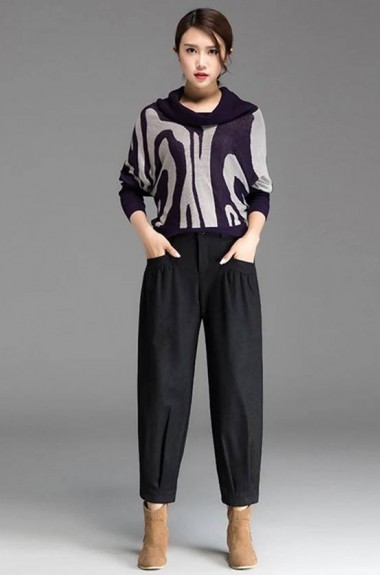 Широкие шерстяные штаны KC-0424A490