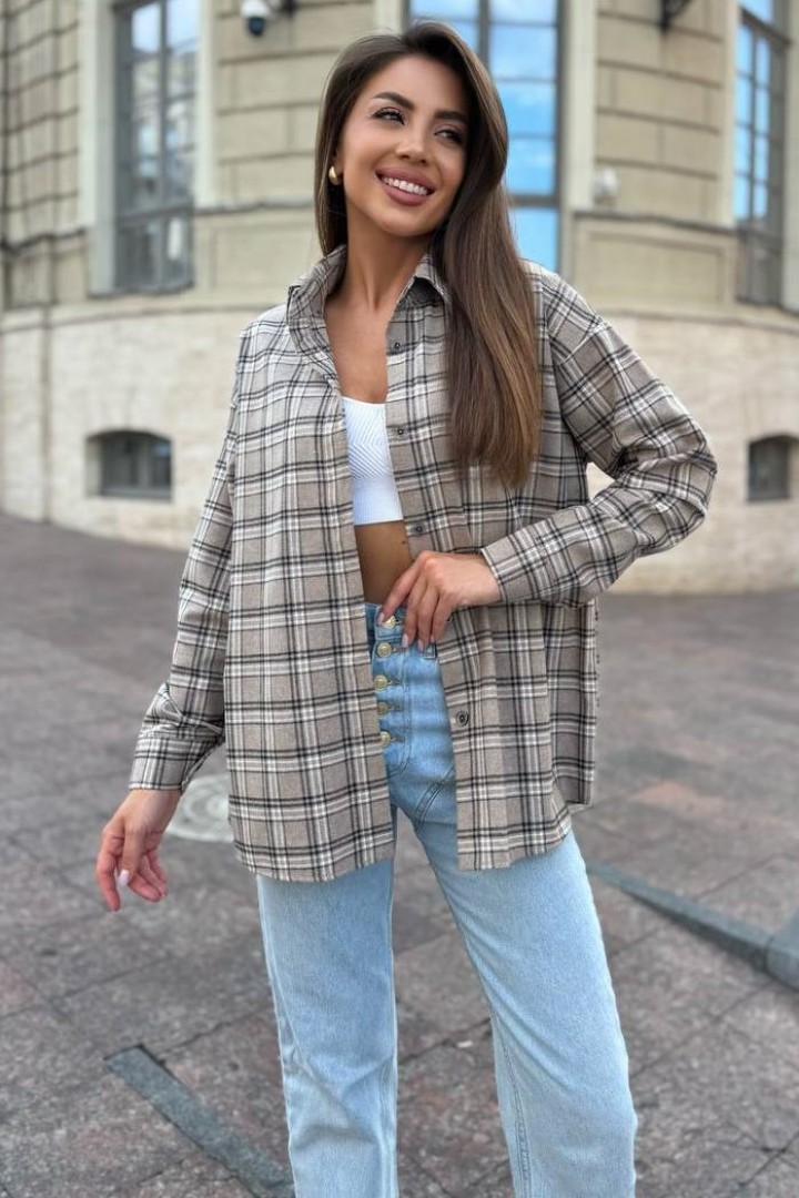 Теплая рубашка в клетку HEB-1007.1A490