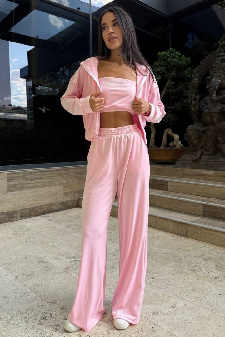 Костюм трійка кроп-топ, худі та штани HEB-1009A610