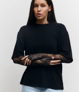 Футболка с гипюровыми рукавами LILO-414A700